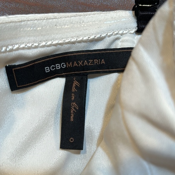 BCBGMAXAZRIA Black & White Striped Satiny Strapless Formal Mini Dress, Size 0 - Picture 6 of 8